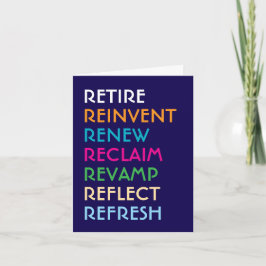Tarjeta Palabras de jubilación reinventan la renovación In