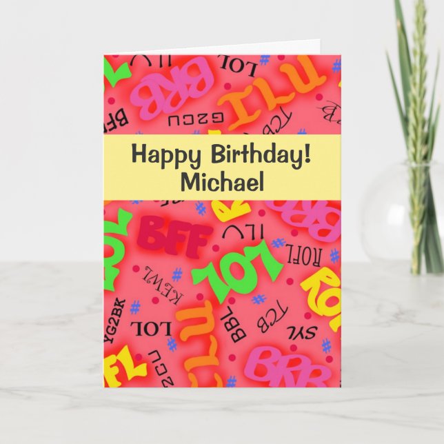 Tarjeta Palabras de símbolos de arte de texto rojo (Anverso)