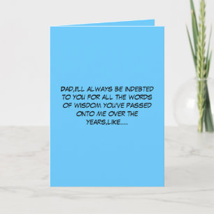 Tarjeta Palabras divertidas de sabiduría Día del Padre