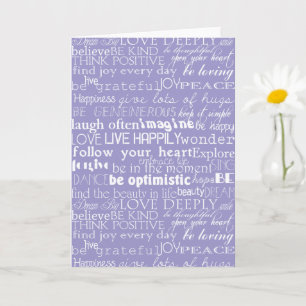 Tarjeta Palabras Inspiradoras de Navidad en Morado y Blanc