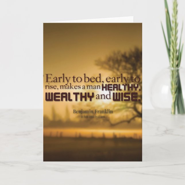 Tarjeta Palabras motivacionales - Cita de Benjamin Frankli (Anverso)