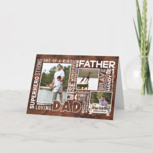 Tarjeta Palabras para #1 Papá Feliz Día del Padre Collage 