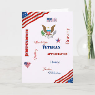 Tarjeta Palabras Patrióticas Para Veteranos Americanos