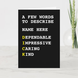 Tarjeta Palabras personalizadas a describir
