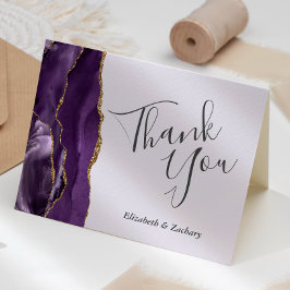 Tarjeta Pale Purple Agate Gold Boda Gracias