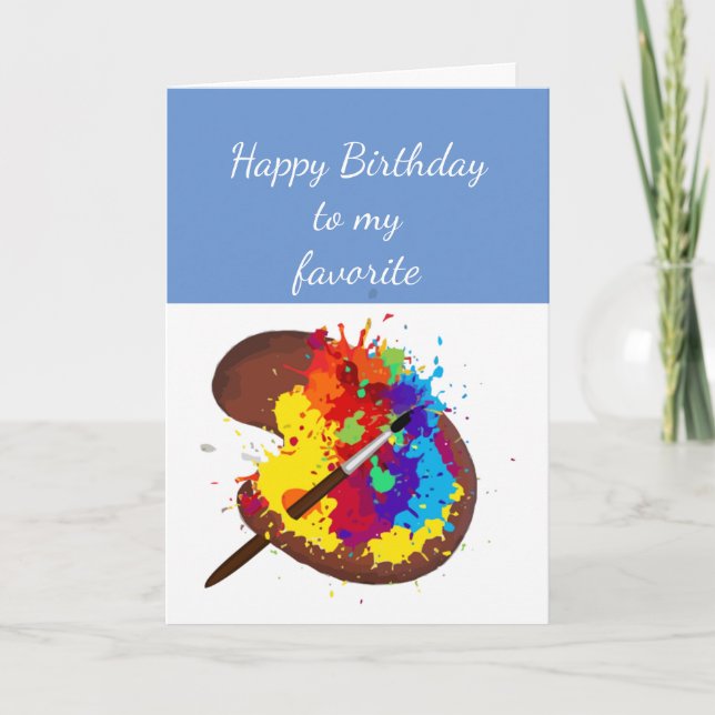 Tarjeta Paleta de artista divertido favorito de cumpleaños (Anverso)
