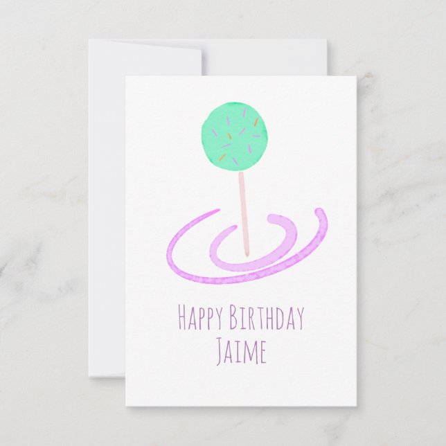 Tarjeta Paletas de pastel de acuarela Sprinkles Cumpleaños (Anverso)
