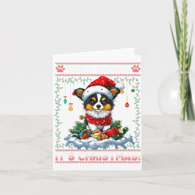 Tarjeta Pallon Christmas Tree Lights Decorations Dog Lover (Anverso)