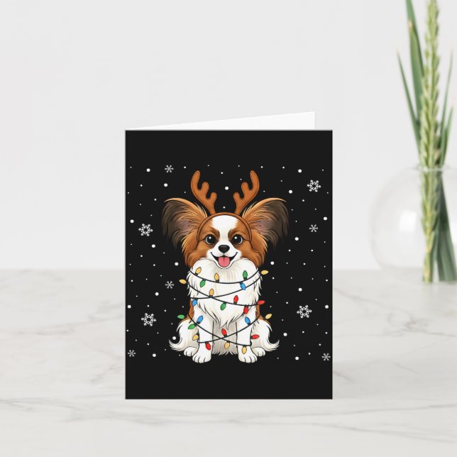 Tarjeta Pallon Dog Christmas Lights Reindeer Funny Xmas Do (Anverso)