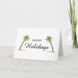 Tarjeta Palm Tree Felices Fiestas Tropical Beach Navidades