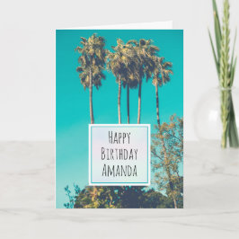 Tarjeta Palm Trees Tropicales California Retro Cumpleaños
