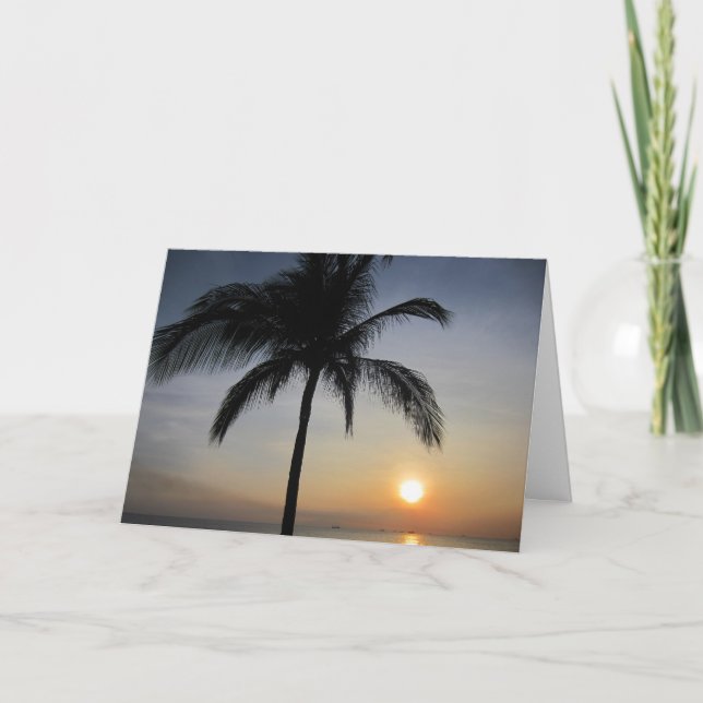 Tarjeta palma de la puesta del sol (Anverso)