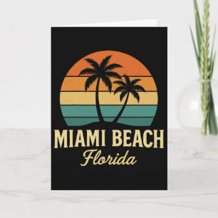 Tarjeta Palma de Miami Florida Atardecer Vintage Palmeras 