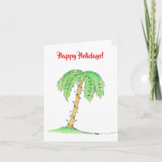 Tarjeta Palmera con Luces Navideñas "Felices Fiestas"