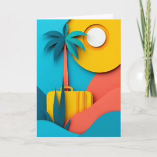 Tarjeta Palmera de maleta iluminada por el sol