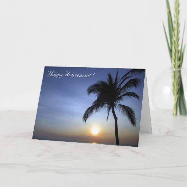 Tarjeta palmera de retiro de la puesta del sol (Anverso)
