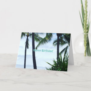 Tarjeta Palmeras del feliz cumpleaños de Hawaii