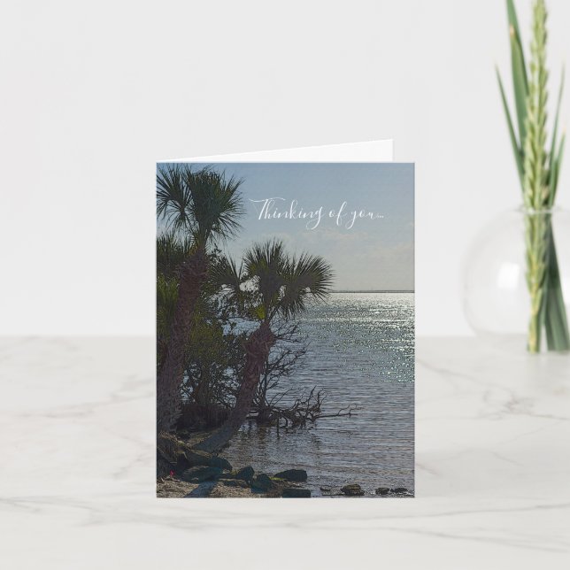 Tarjeta Palmeras Del Río Bananero Pensando En Ti (Anverso)