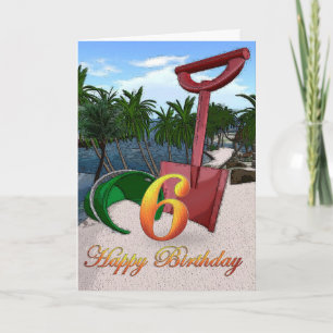 Tarjeta Palmeras junto a la playa océano tropical 6 cumple