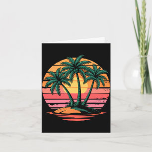 Tarjeta Palmeras retro atardecer tropical verano para homb