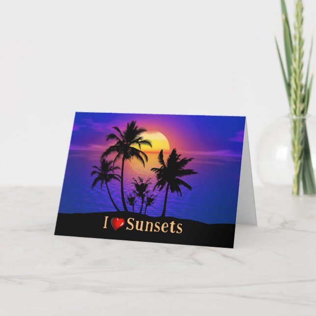 Tarjeta Palmeras Tropicales de Atardecer (Anverso)