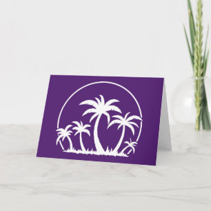 Tarjeta Palmeras y puesta de sol en blanco