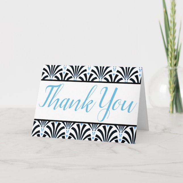 Tarjeta Palmettos Blue de Art Decó de los años 20 (Anverso)