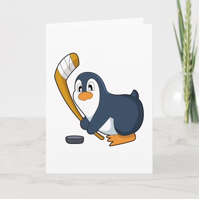 Tarjeta Palo de hockey sobre hielo de pingüino (Anverso)