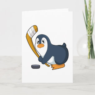 Tarjeta Palo de hockey sobre hielo de pingüino