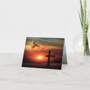 Tarjeta Palo y cruz de la resurrección del atardecer