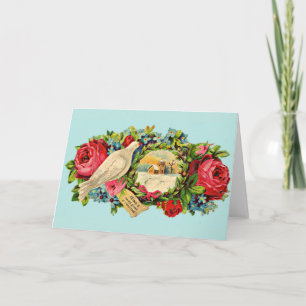 Tarjeta Paloma blanca victoriana y mensaje de amor