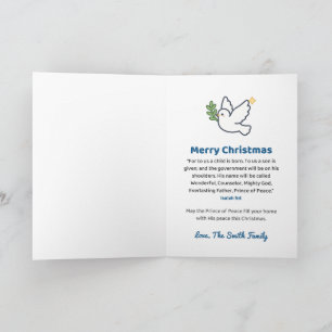 Tarjeta Paloma de Navidad Personalizada Príncipe de Paz