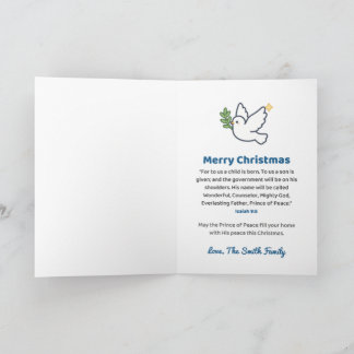 Tarjeta Paloma de Navidad Personalizada Príncipe de Paz