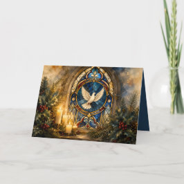 Tarjeta Paloma de Vidrio Emplomado Navidad Ventana