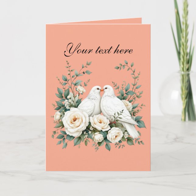 Tarjeta Palomas de amor lindas personalizables (Anverso)