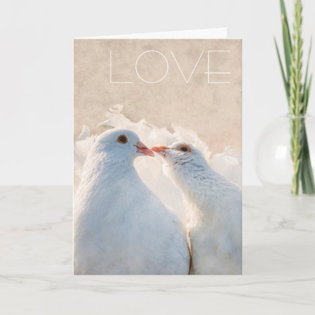 Tarjeta Palomas de besos blancos - personalizable de amor (Anverso)