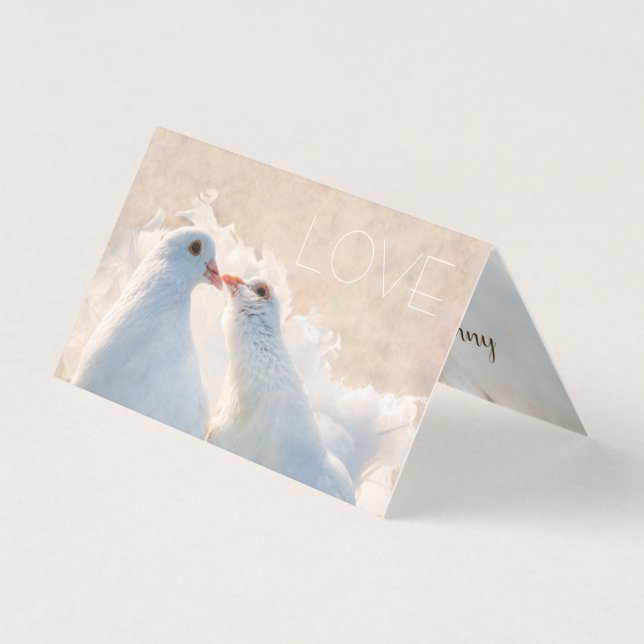 Tarjeta Palomas de besos blancos - personalizable de amor (Anverso)