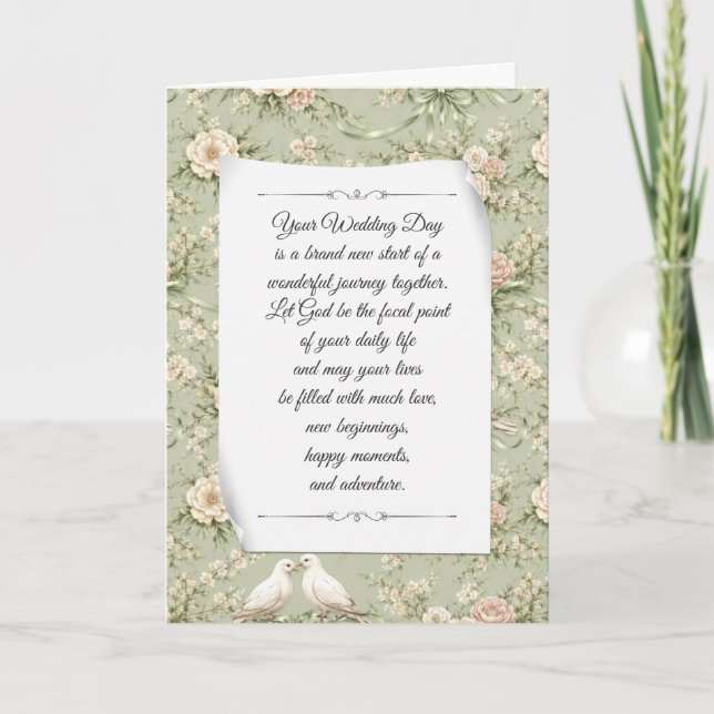 Tarjeta Palomas de Boda y Cintas de Felicitación (Anverso)