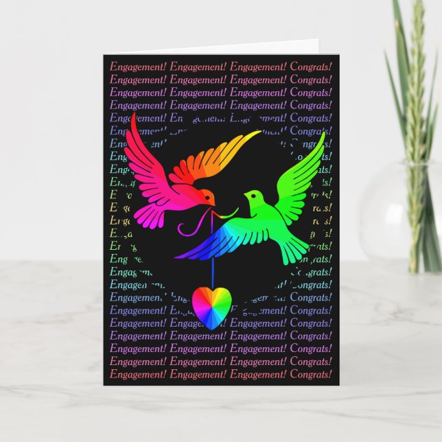 Tarjeta Palomas del arco iris de la enhorabuena del (Anverso)