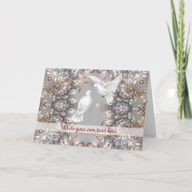 Tarjeta Palomas románticas enamoradas para boda - Aniversa (Anverso)