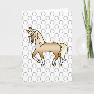 Tarjeta Palomino trotando caballo Ilustracion Personalizad