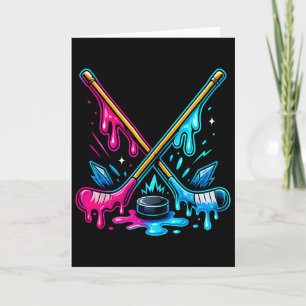 Tarjeta Palos de Hockey Helado Goteo Hockey sobre Hielo Go