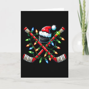Tarjeta Palos de hockey sobre hielo divertidos de Navidad