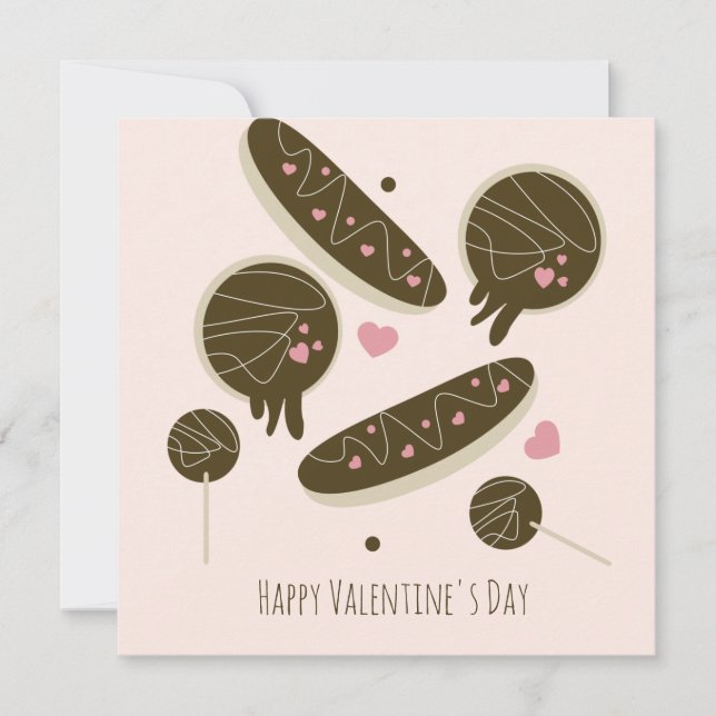 Tarjeta Palos de Pastel Donuts Eclair Día de San Valentín (Anverso)