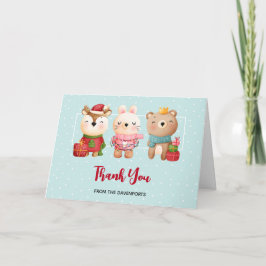 Tarjeta Pals de Navidad - Oso Reno y Conejo Gracias