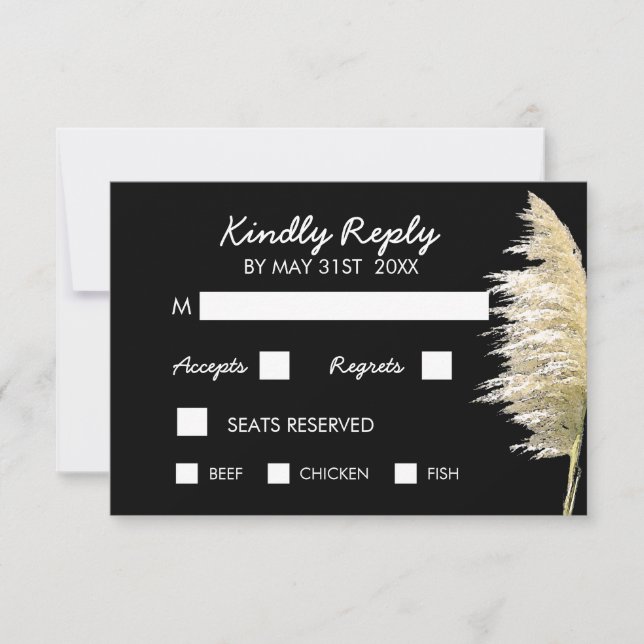 Tarjeta Pampas Boda de Grass RSVP (Anverso)