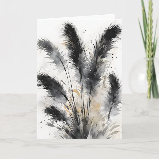 Tarjeta Pampas Grass - Watercolor flowers (Anverso)