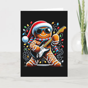 Tarjeta Pan de jengibre de guitarra de rock tocando la gui