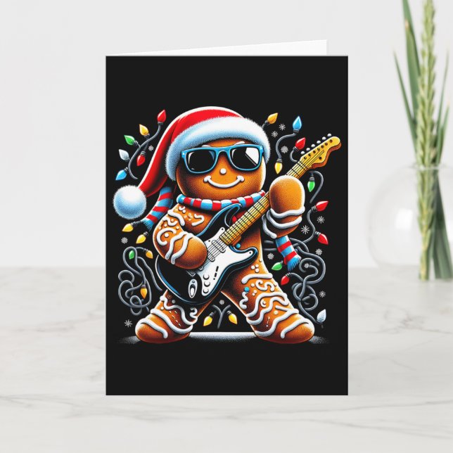 Tarjeta Pan de jengibre de guitarra de rock tocando la gui (Anverso)
