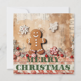 Tarjeta Pan de Jengibre Rústico Feliz Navidad